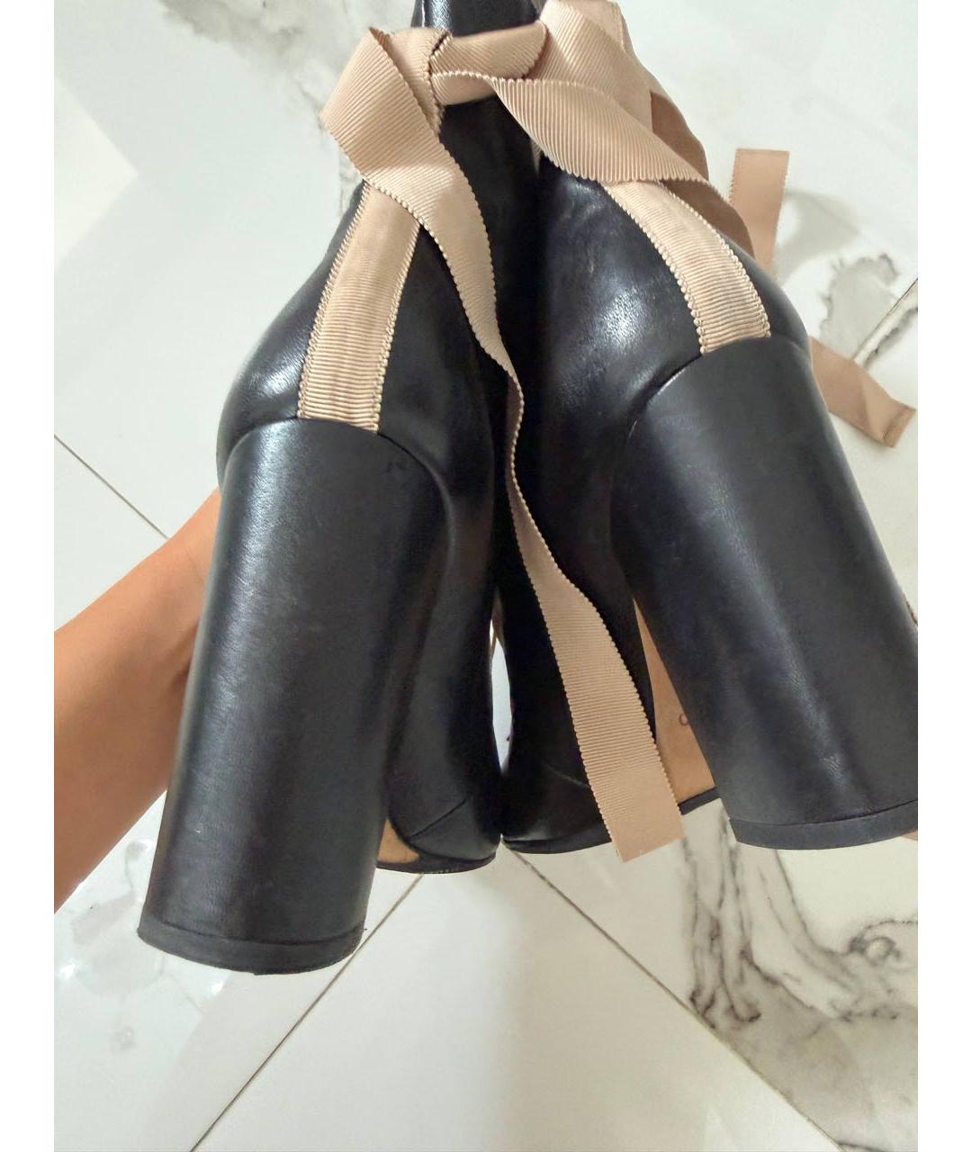 VALENTINO Черные кожаные полусапоги, фото 6