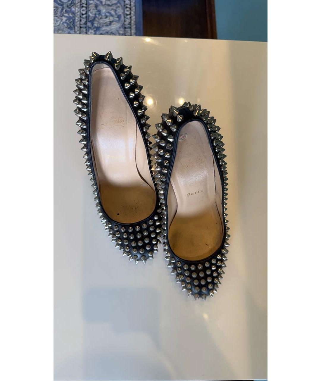 CHRISTIAN LOUBOUTIN Черные кожаные туфли, фото 2