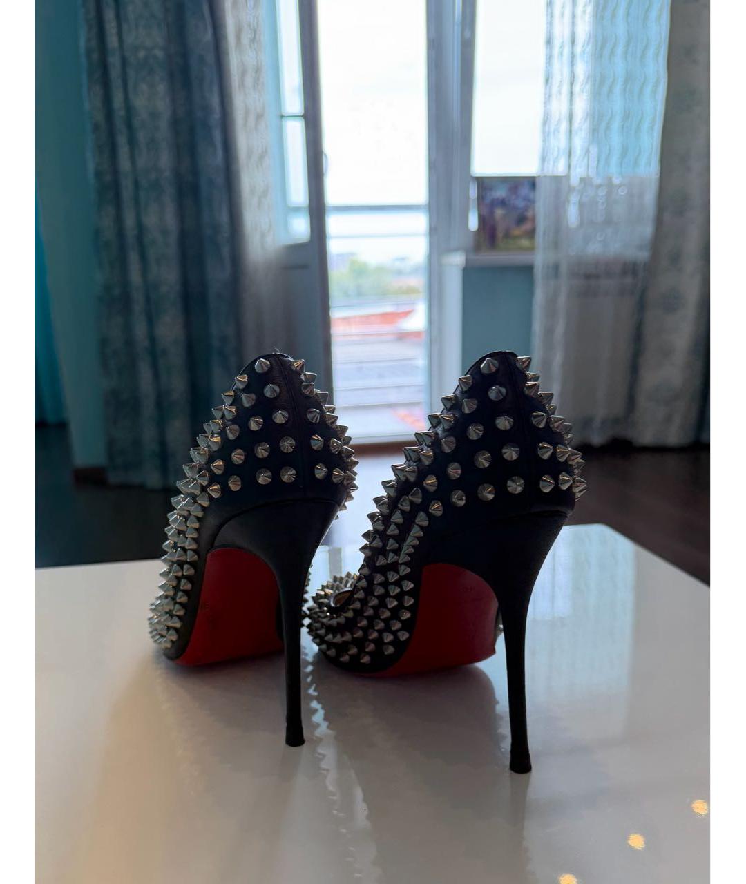 CHRISTIAN LOUBOUTIN Черные кожаные туфли, фото 3
