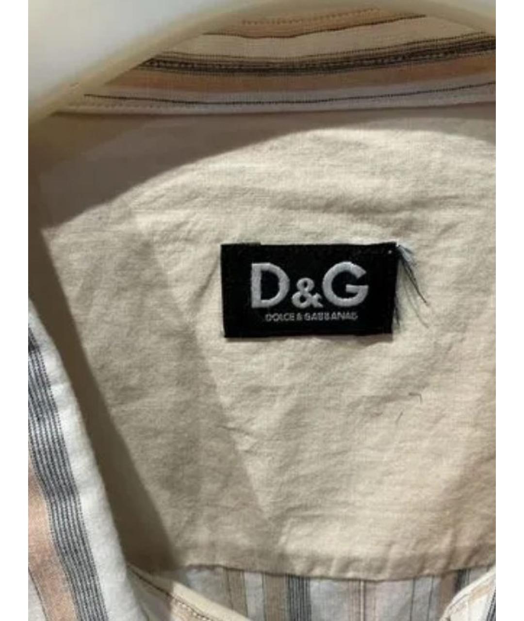 DOLCE&GABBANA Бежевая хлопковая классическая рубашка, фото 4
