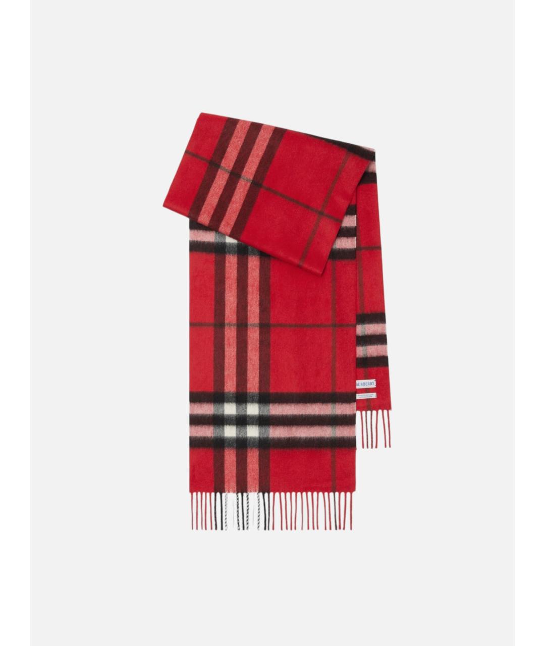 BURBERRY Красный кашемировый шарф, фото 5