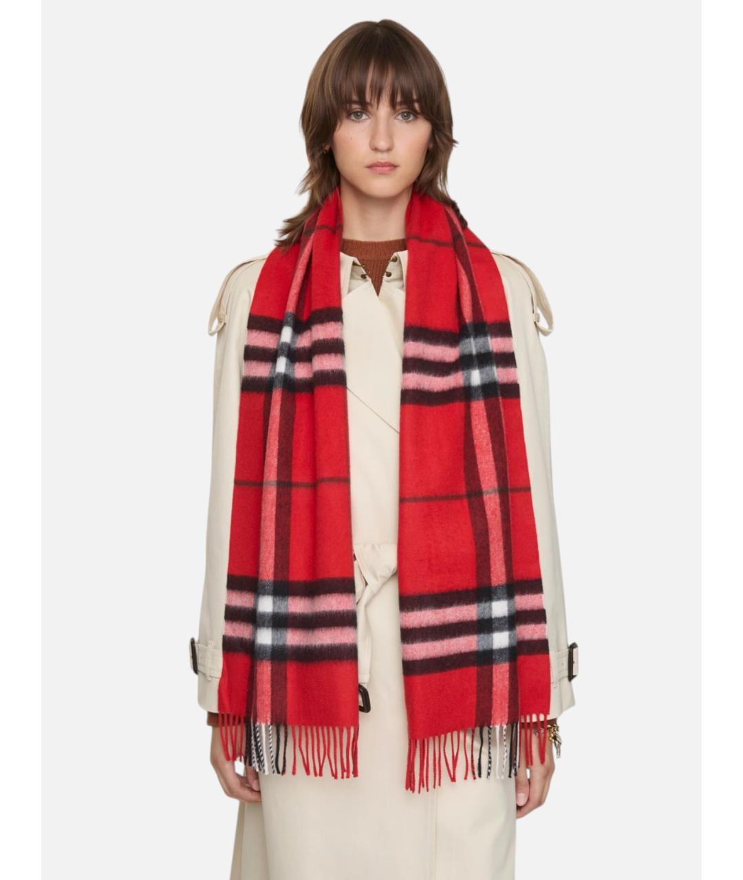 BURBERRY Красный кашемировый шарф, фото 2