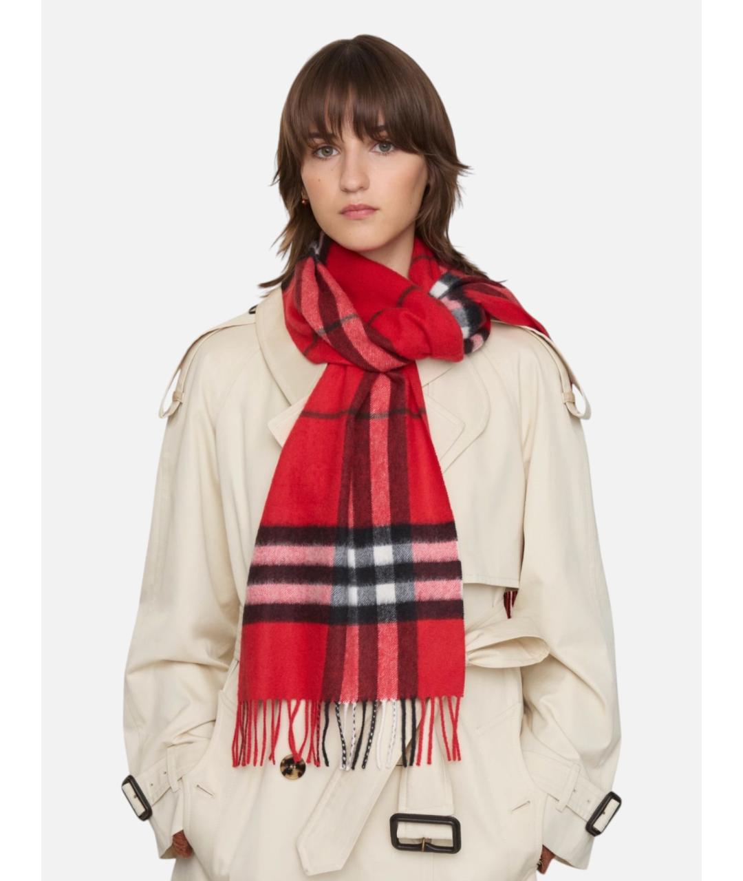 BURBERRY Красный кашемировый шарф, фото 3