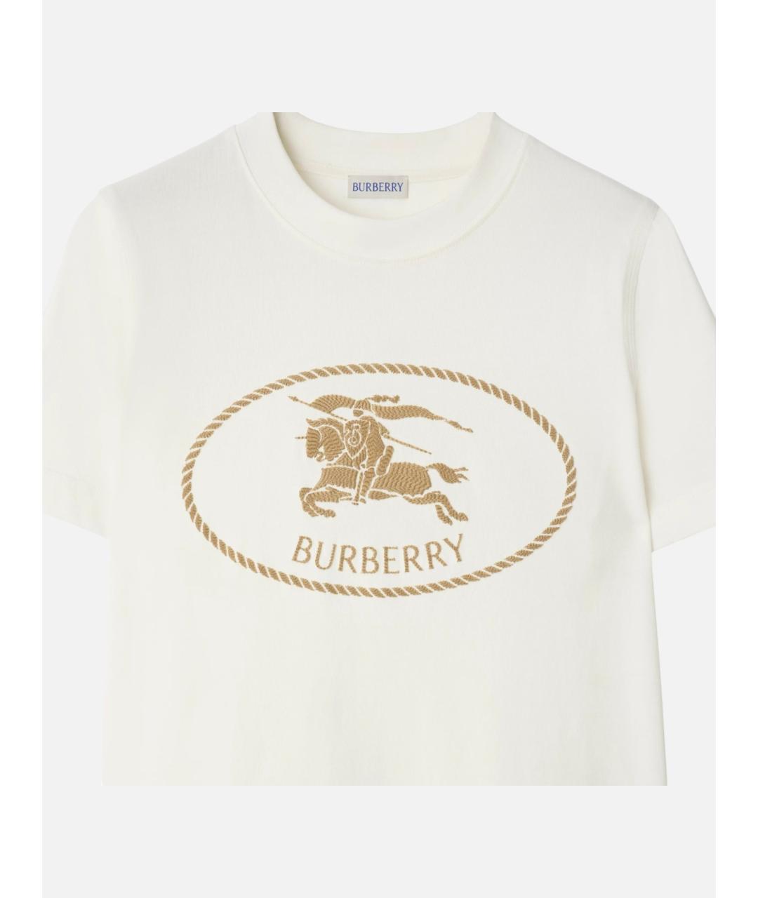 BURBERRY Бежевая хлопковая футболка, фото 5