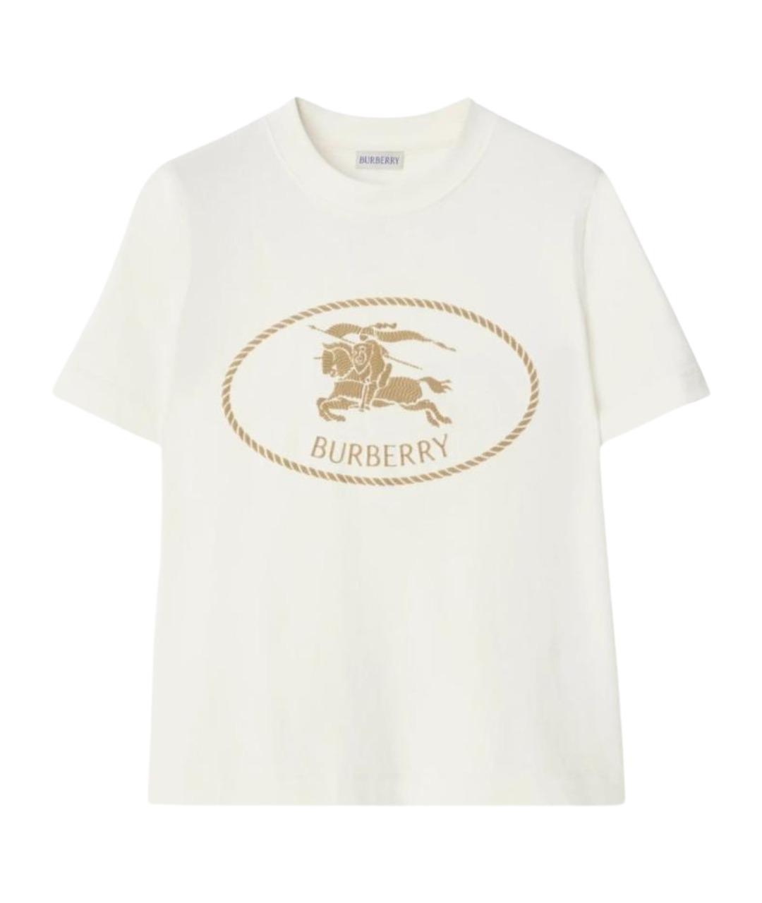 BURBERRY Бежевая хлопковая футболка, фото 1