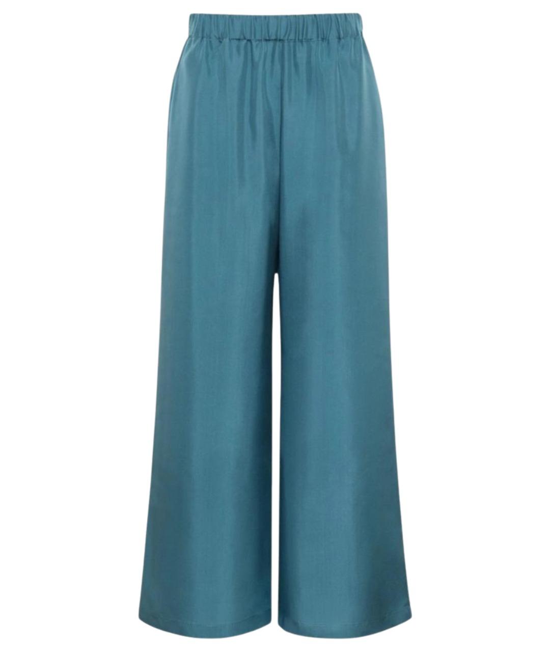 WEEKEND MAX MARA Синие шелковые прямые брюки, фото 1
