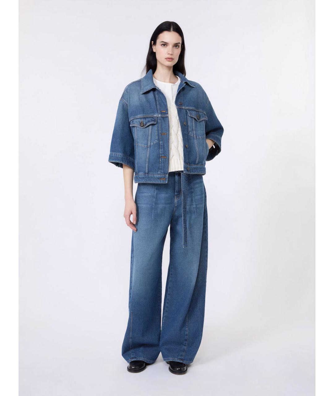 WEEKEND MAX MARA Синяя хлопковая куртка, фото 2