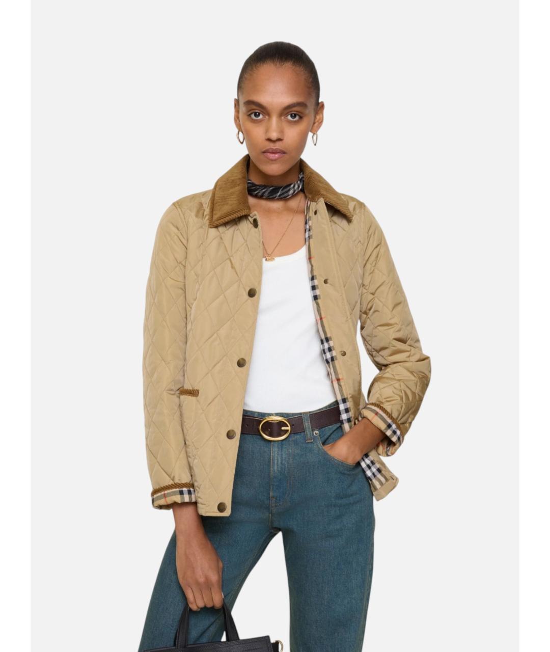 BURBERRY Бежевая полиамидовая куртка, фото 2