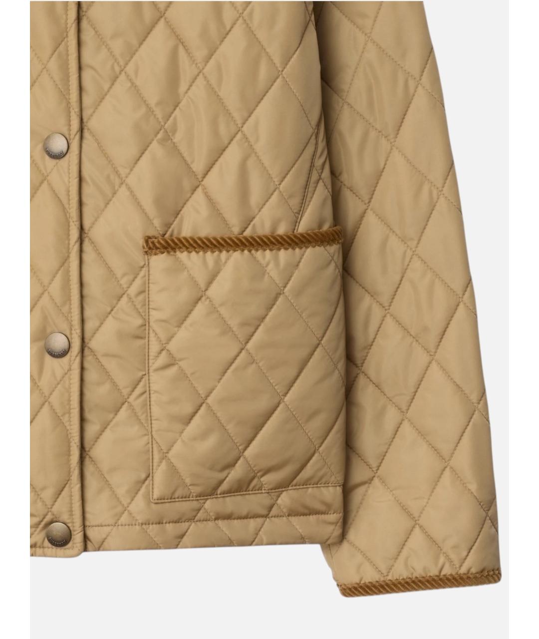 BURBERRY Бежевая полиамидовая куртка, фото 4
