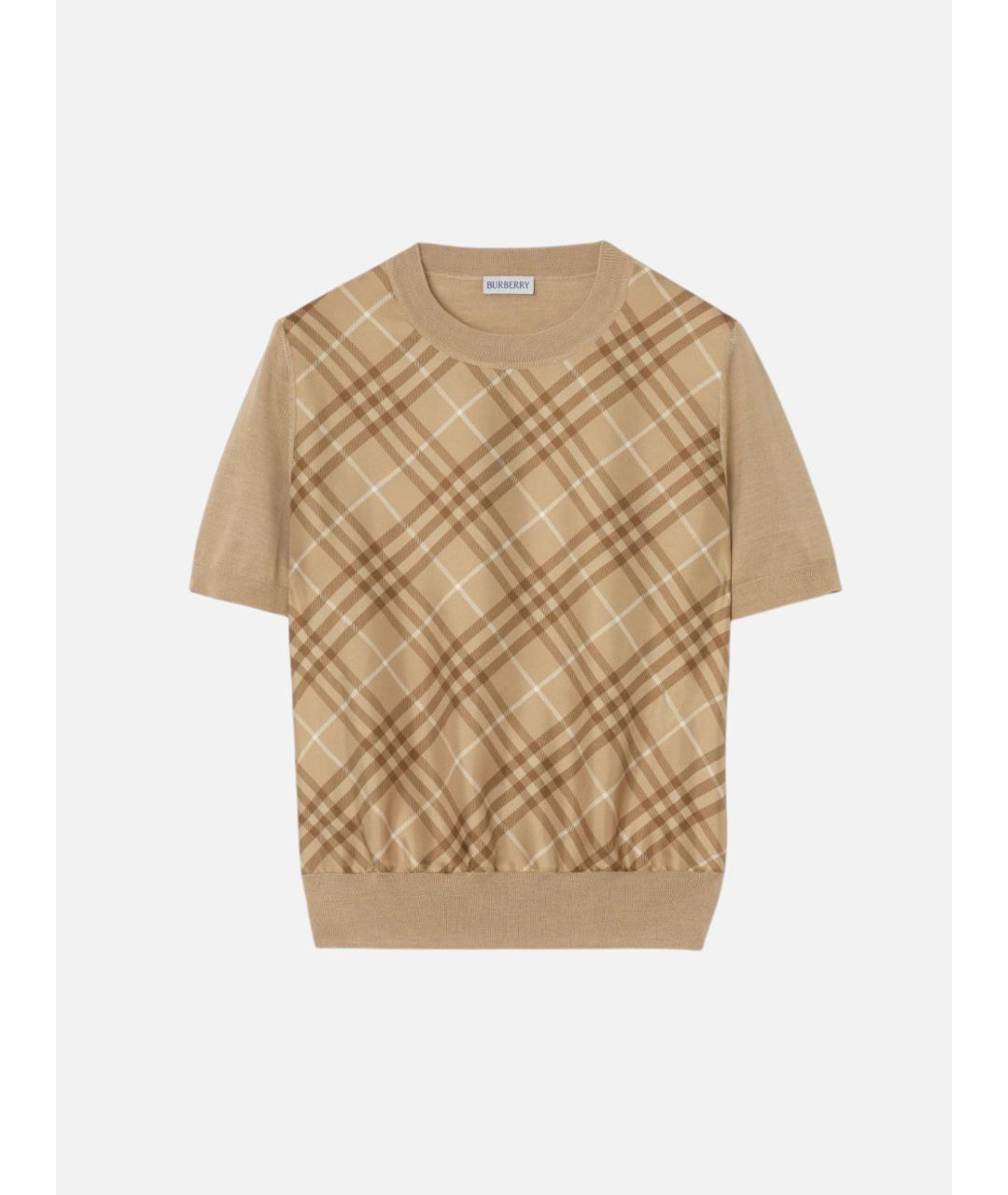 BURBERRY Бежевый шерстяной джемпер / свитер, фото 4