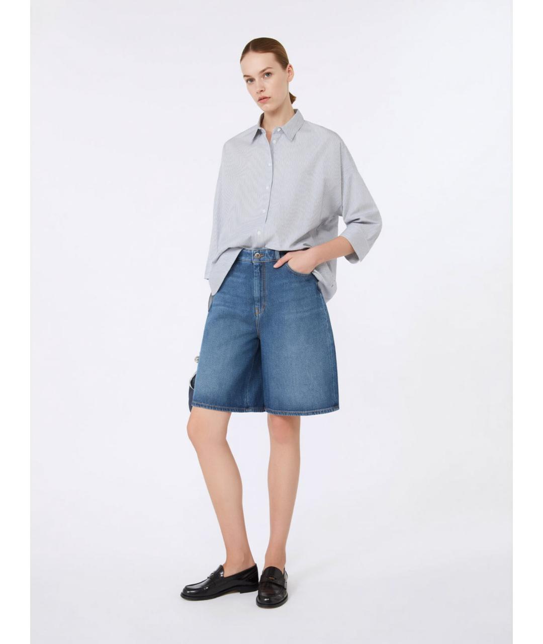 WEEKEND MAX MARA Синяя хлопковая рубашка, фото 2
