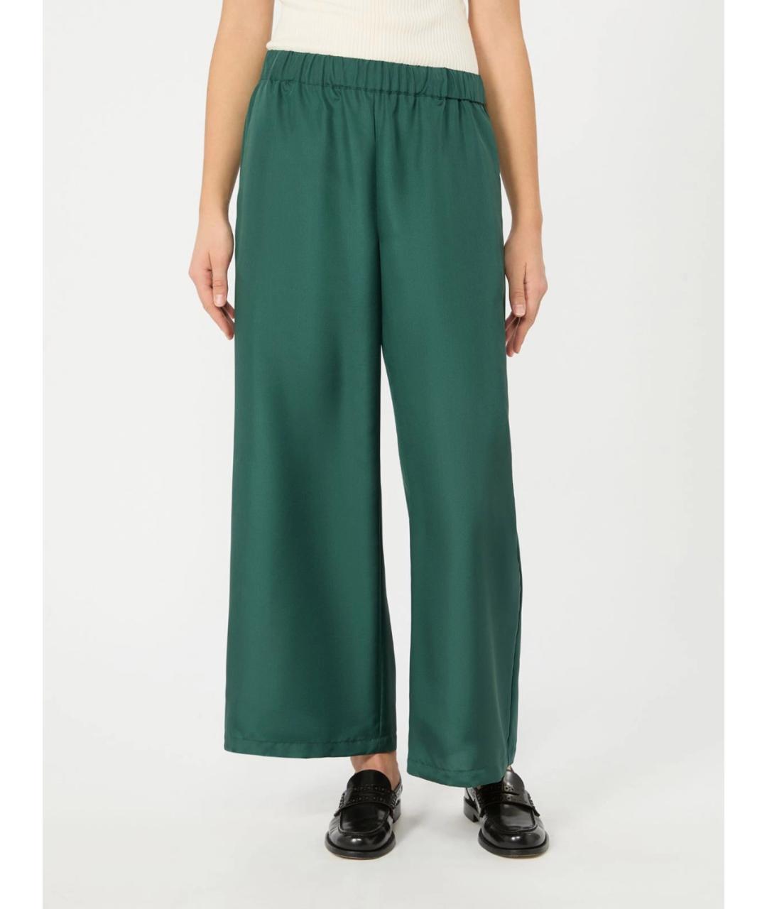 WEEKEND MAX MARA Зеленые шелковые прямые брюки, фото 3
