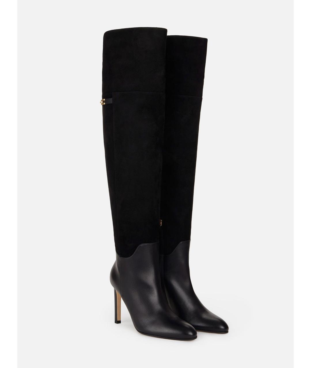 ELISABETTA FRANCHI Черные кожаные ботфорты, фото 2