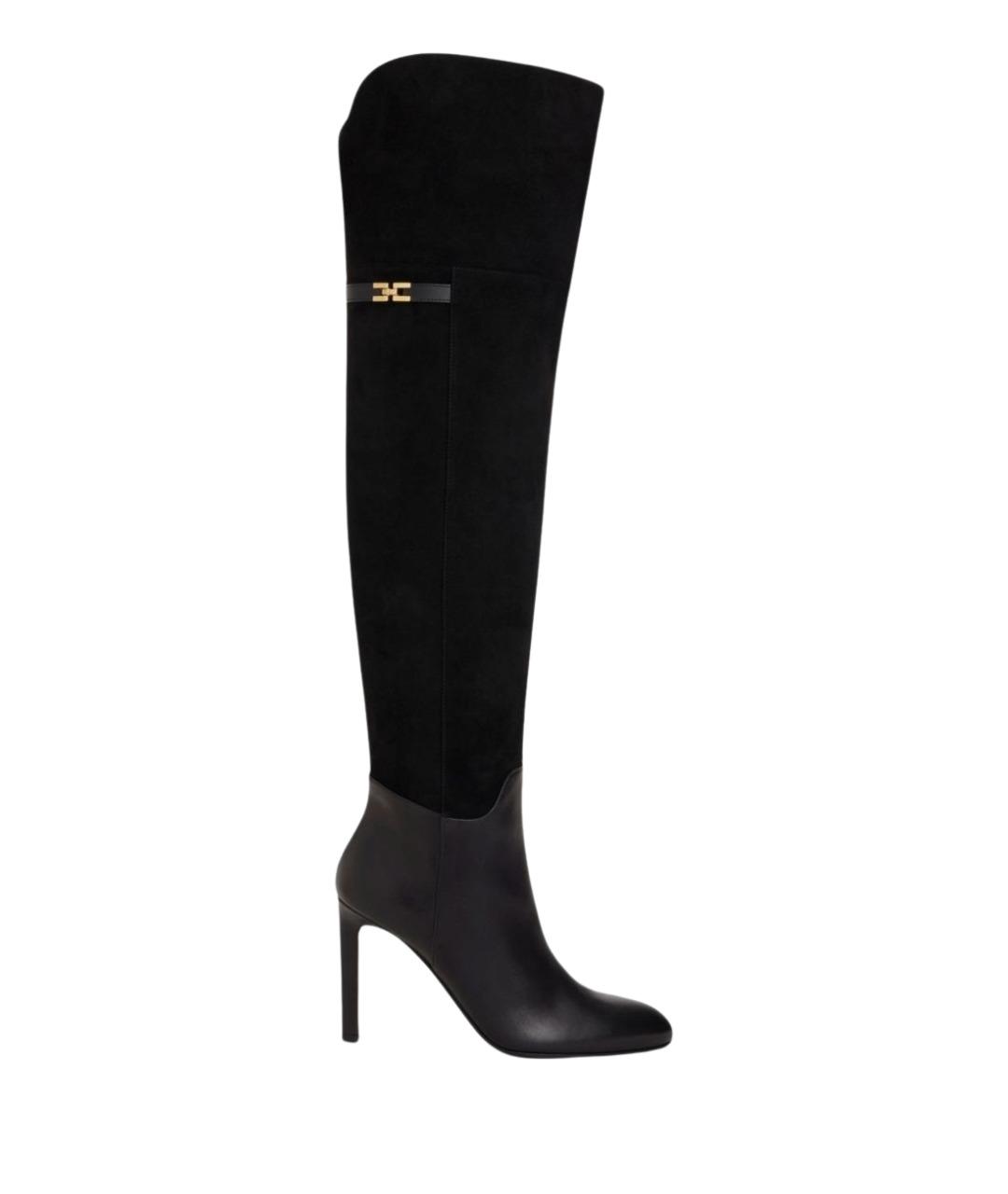 ELISABETTA FRANCHI Черные кожаные ботфорты, фото 1