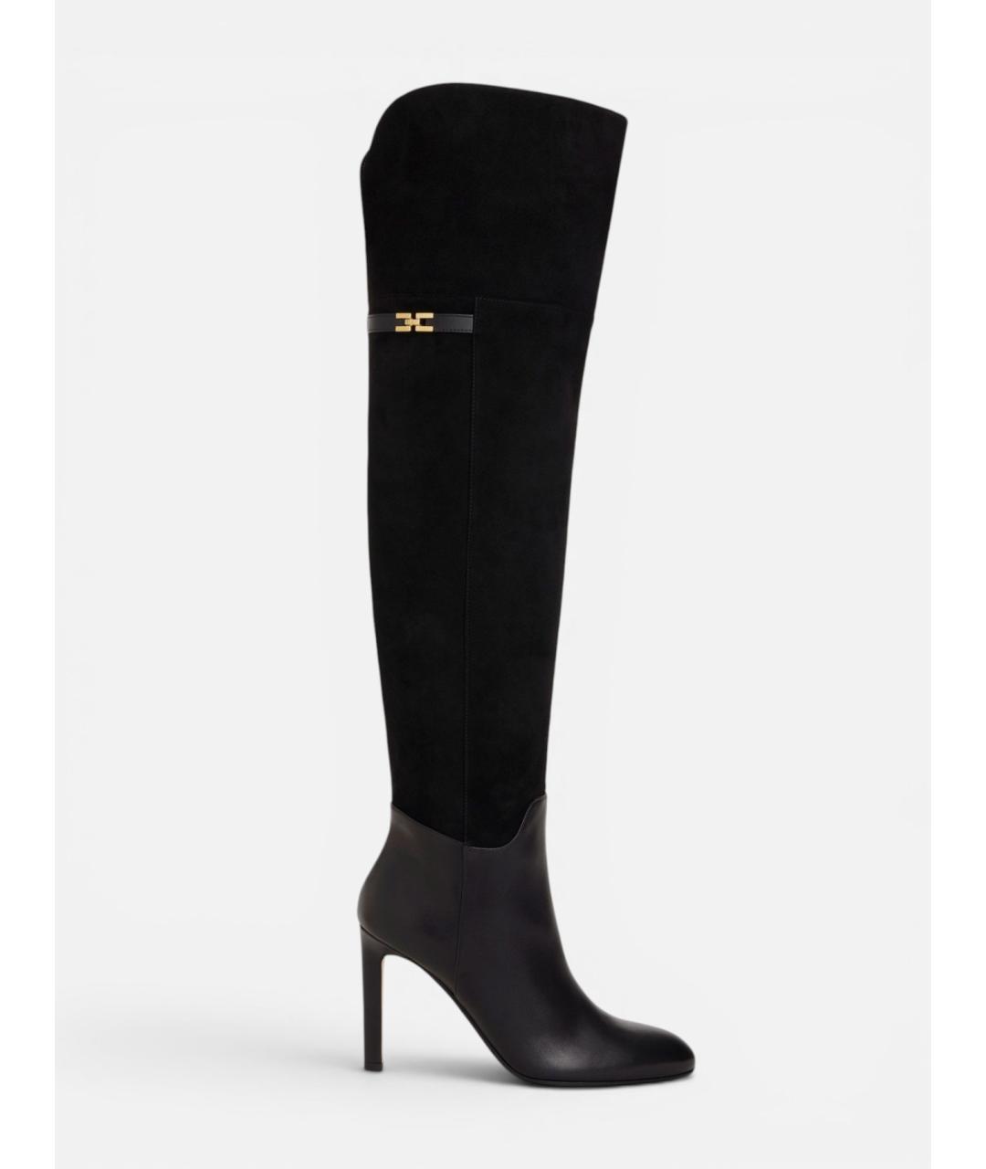ELISABETTA FRANCHI Черные кожаные ботфорты, фото 5