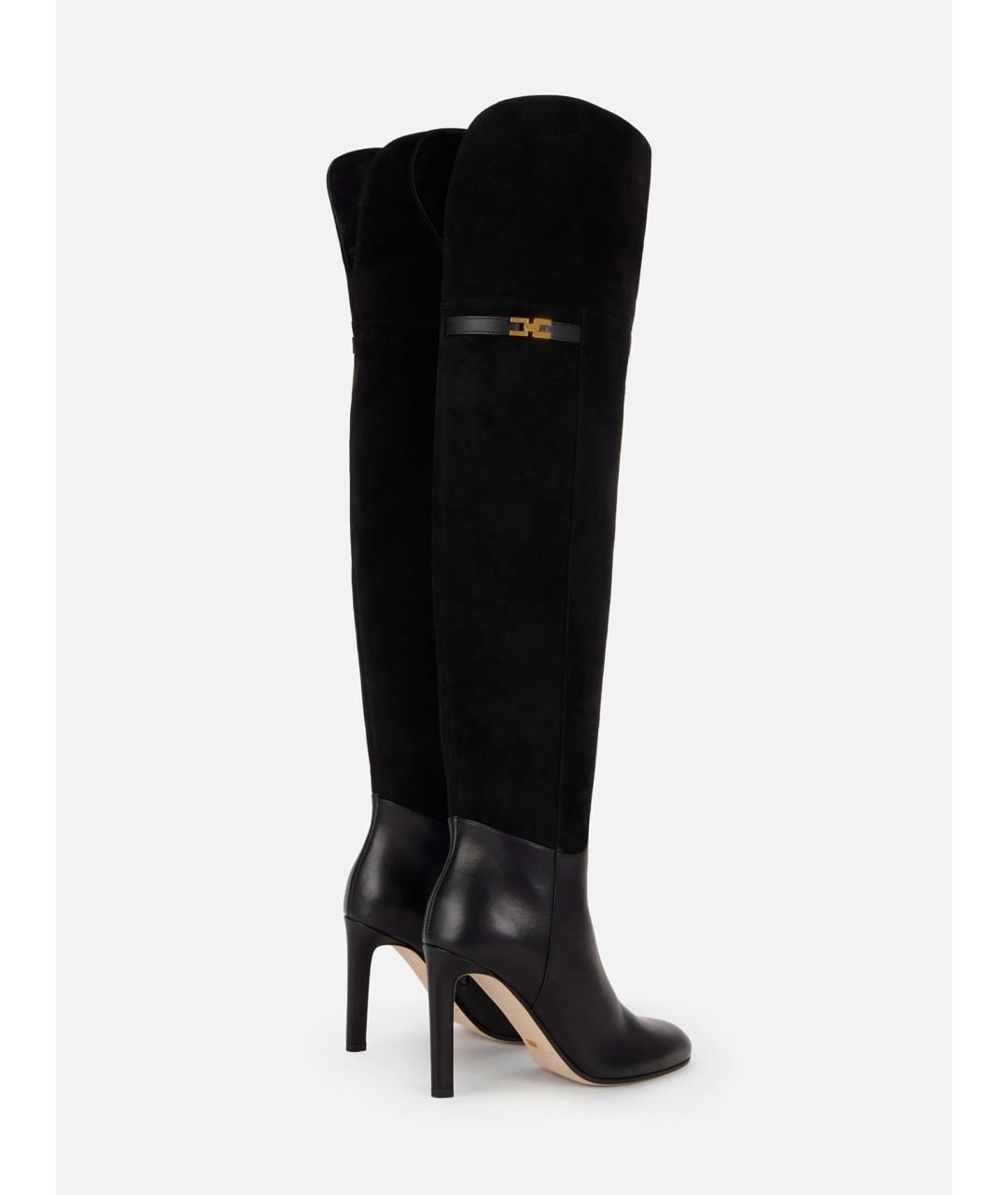 ELISABETTA FRANCHI Черные кожаные ботфорты, фото 3