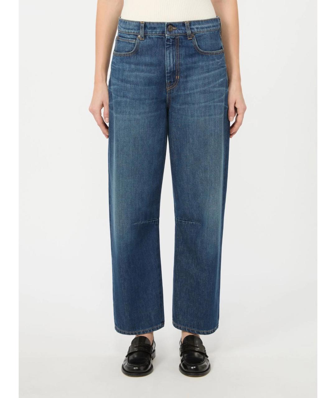 WEEKEND MAX MARA Синие хлопковые прямые джинсы, фото 3