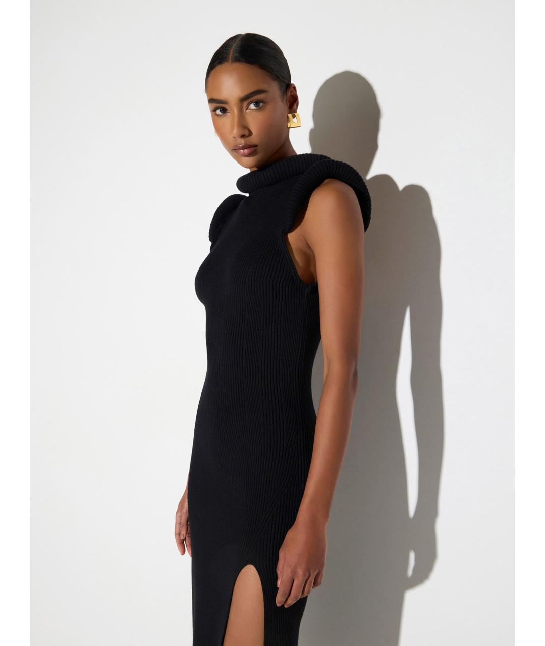 ELISABETTA FRANCHI Черное вискозное коктейльное платье, фото 3