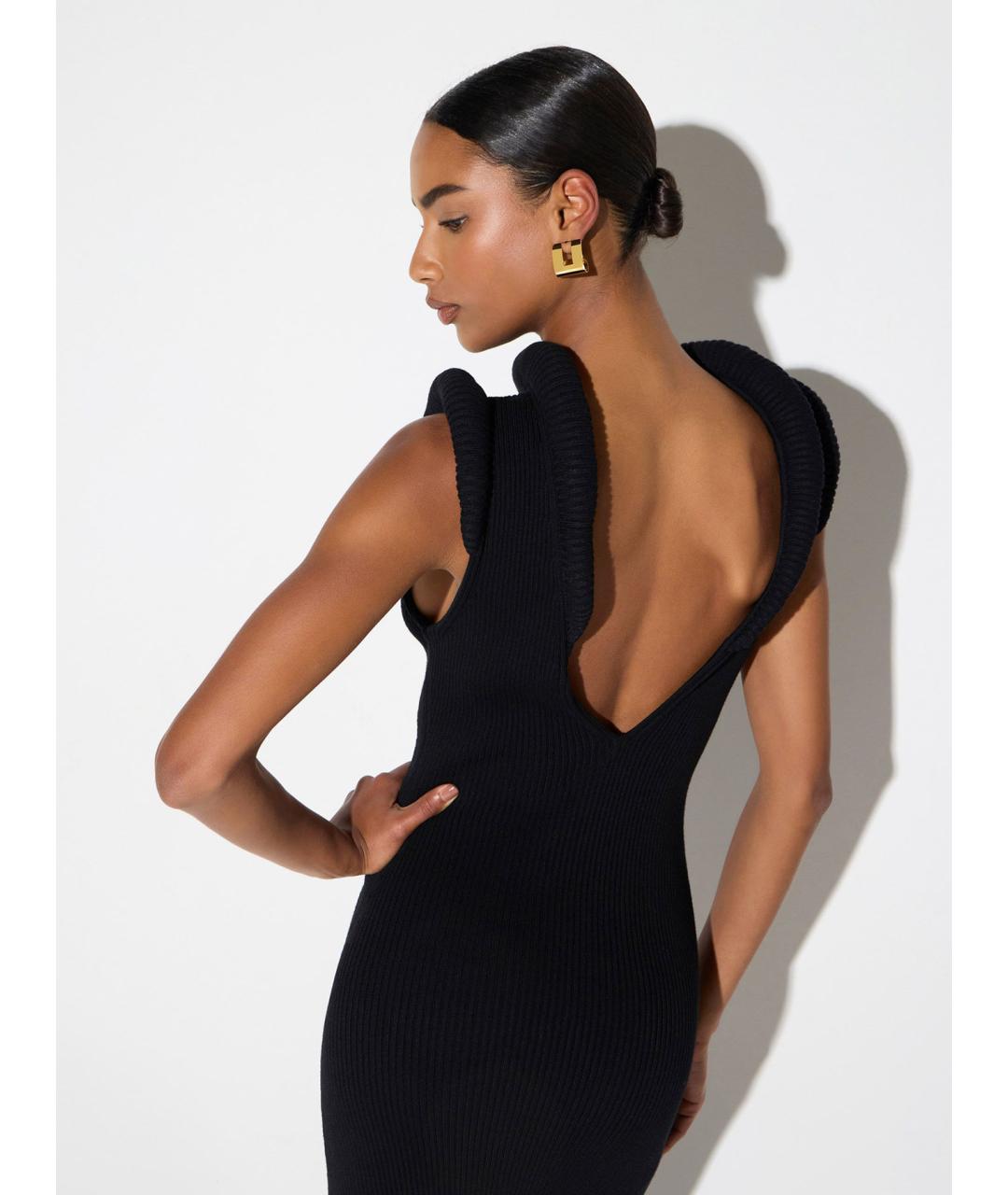 ELISABETTA FRANCHI Черное вискозное коктейльное платье, фото 4