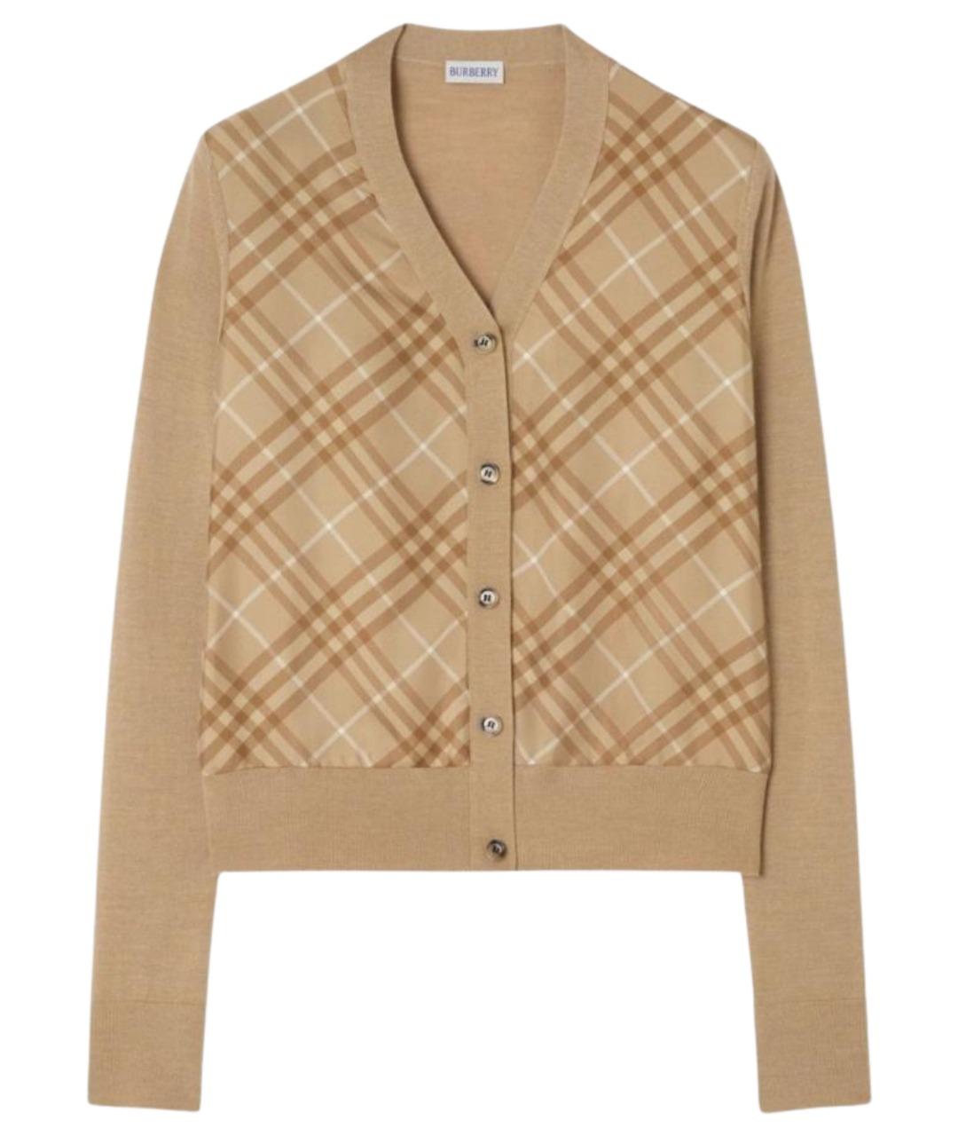 BURBERRY Бежевый шерстяной кардиган, фото 1