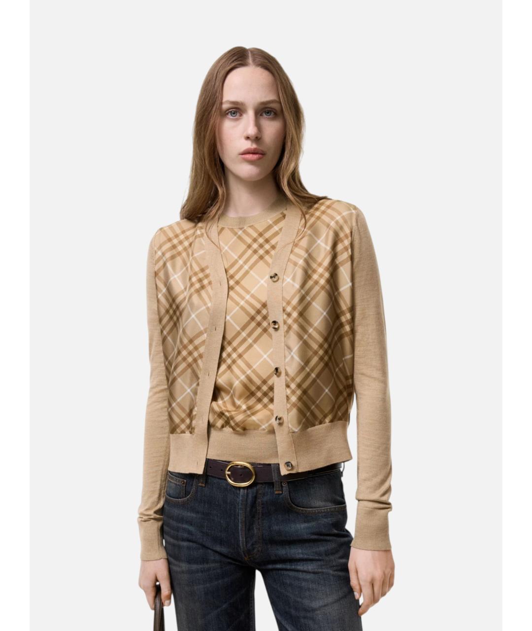 BURBERRY Бежевый шерстяной кардиган, фото 2