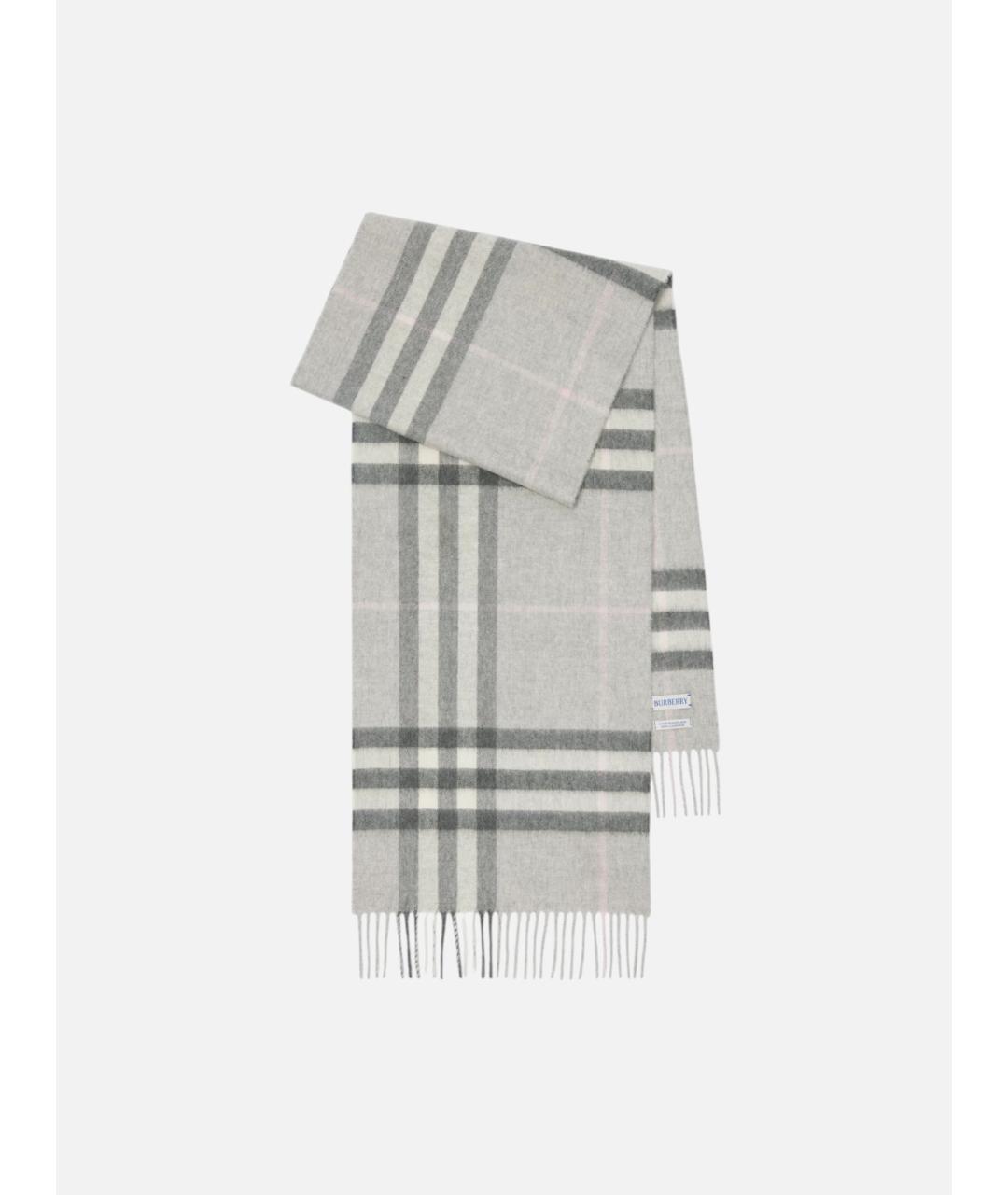 BURBERRY Серый кашемировый шарф, фото 5