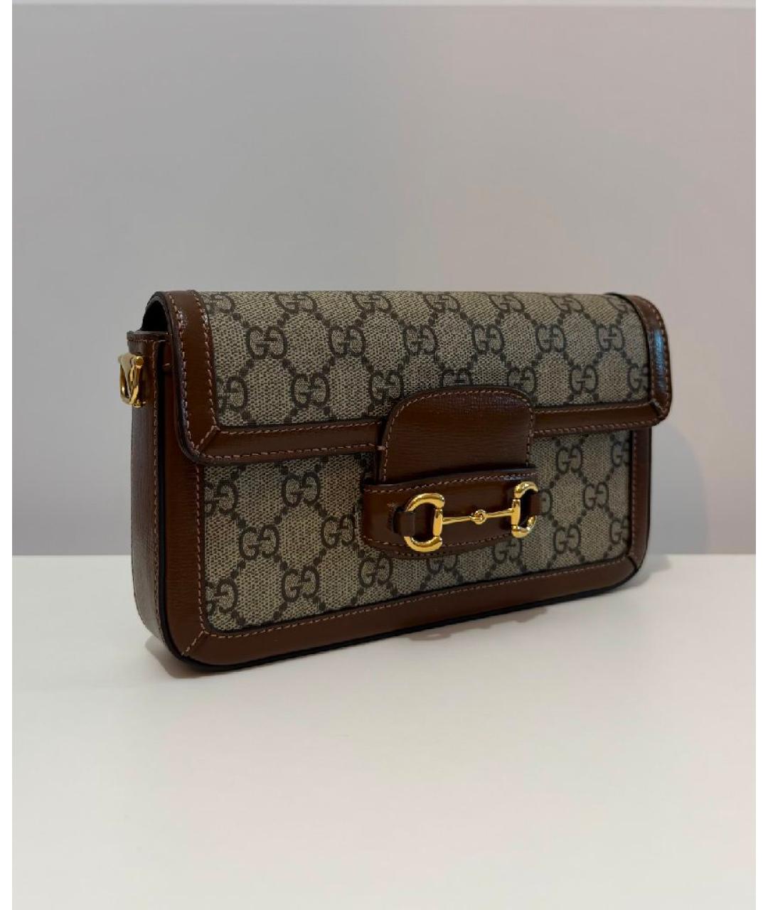 GUCCI Коричневая сумка через плечо из канвы, фото 2