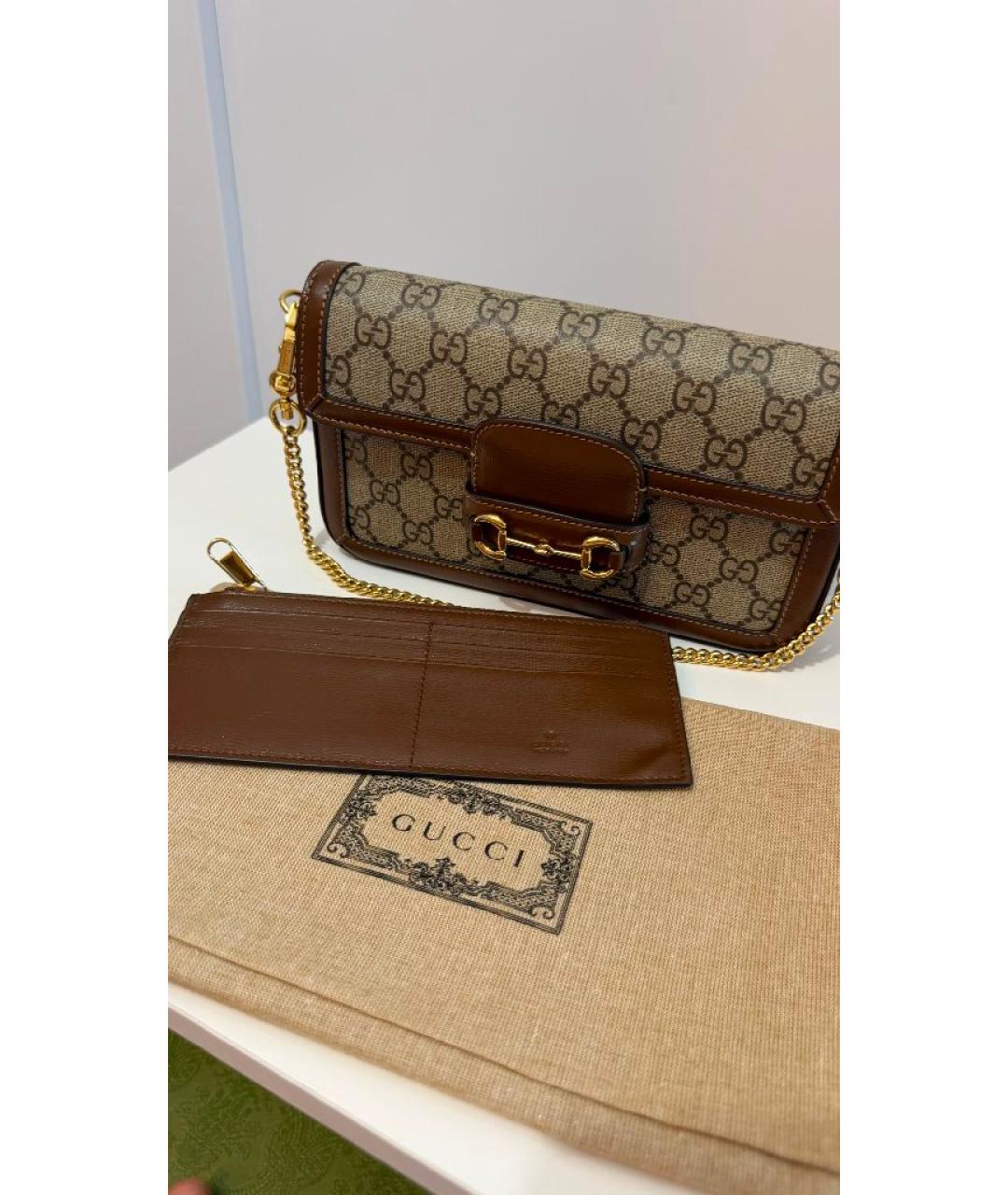 GUCCI Коричневая сумка через плечо из канвы, фото 7