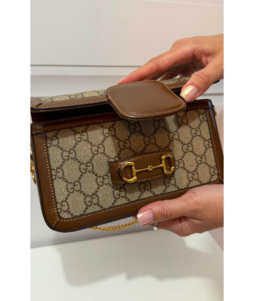 GUCCI Коричневая сумка через плечо из канвы, фото 5
