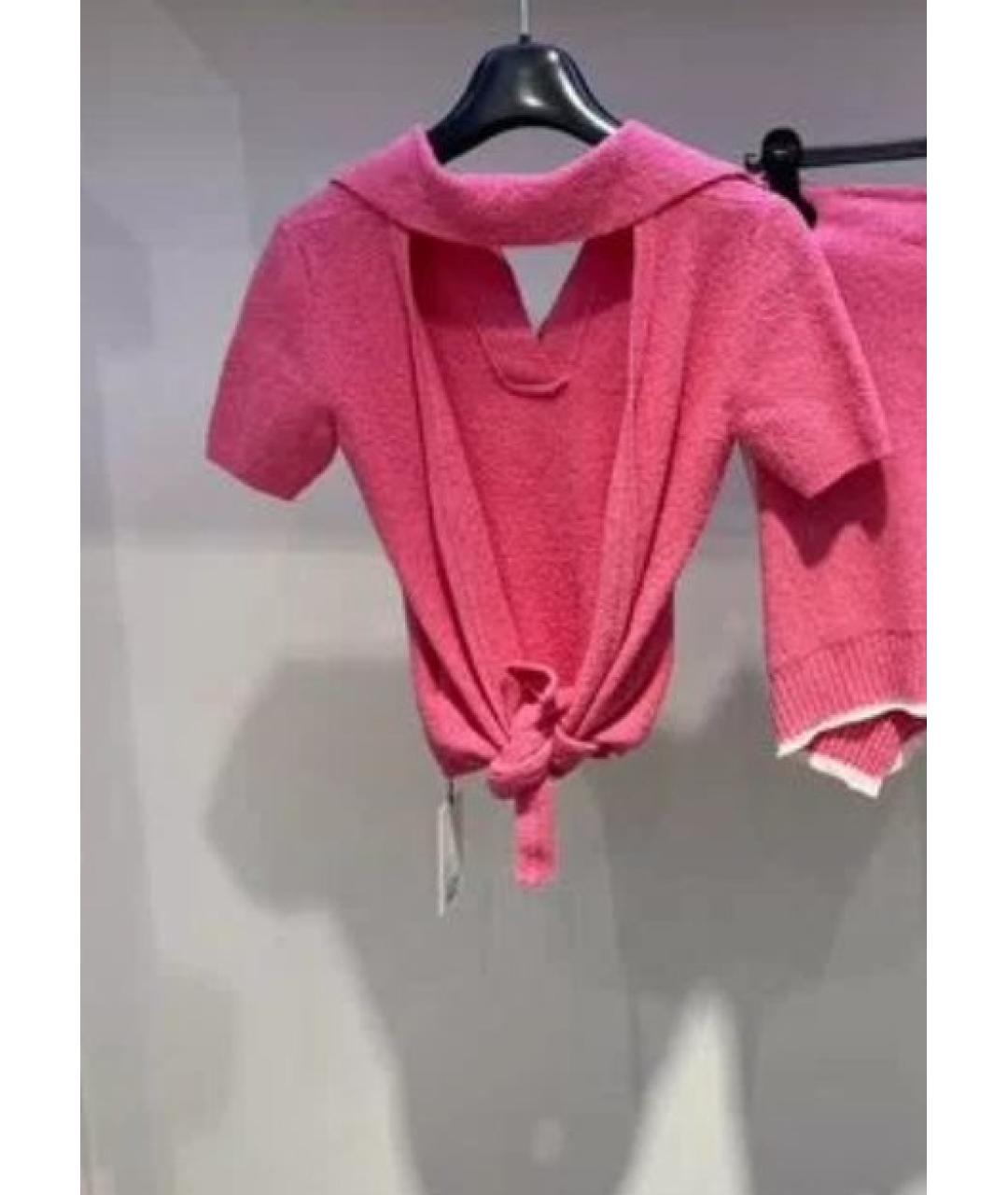 JACQUEMUS Розовая хлопковая футболка, фото 4