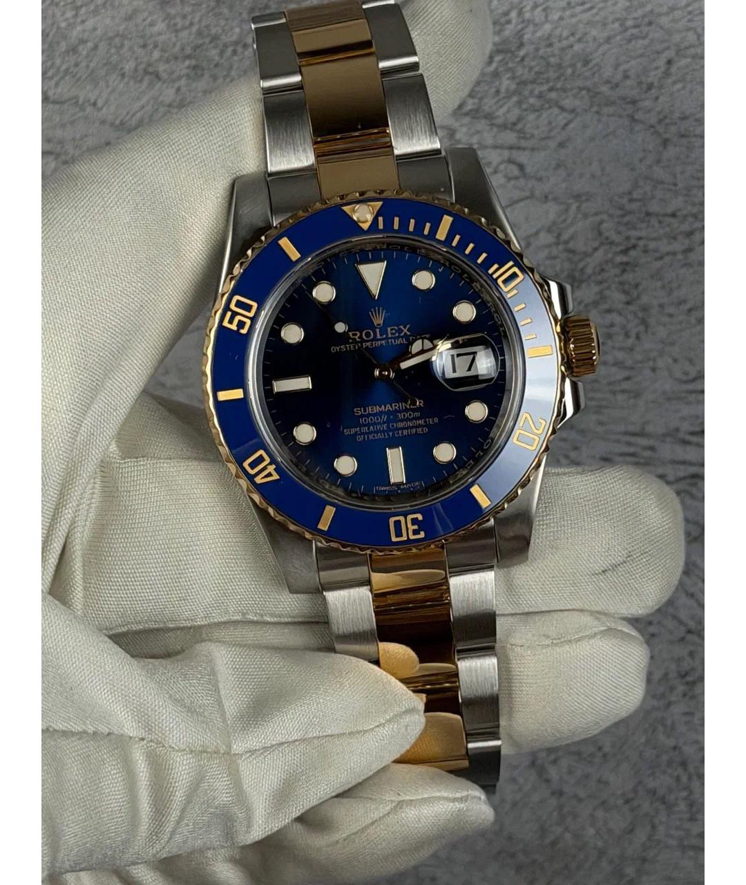 ROLEX Синие часы из желтого золота, фото 2
