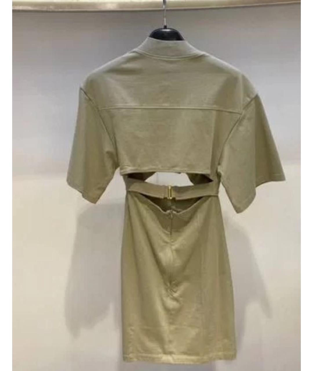 JACQUEMUS Бежевое хлопковое повседневное платье, фото 4
