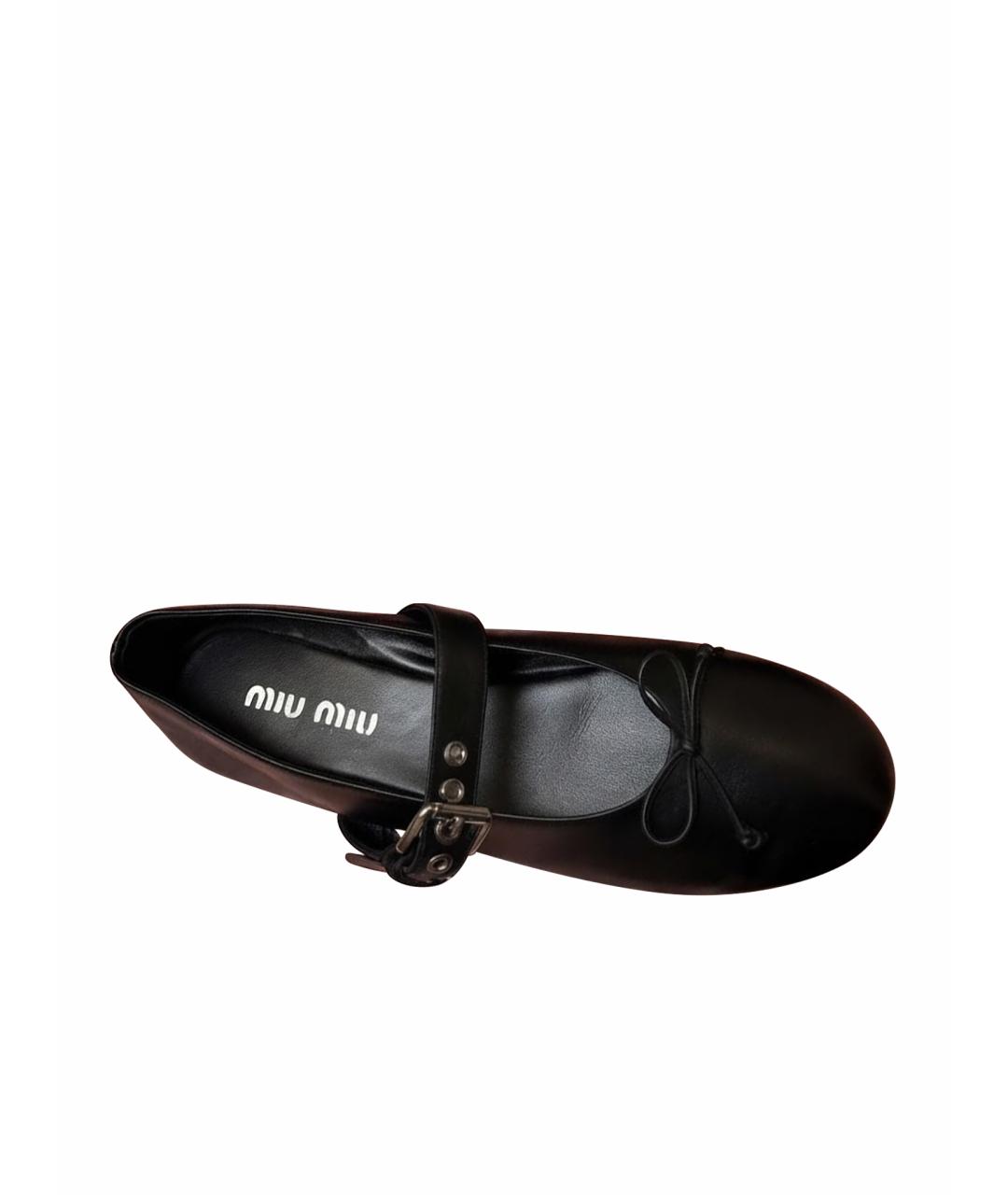 MIU MIU Черные кожаные балетки, фото 1