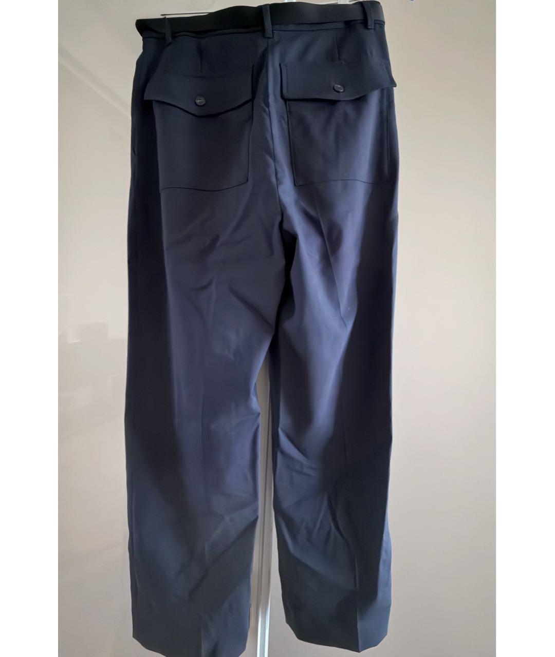 WEEKEND MAX MARA Темно-синие шерстяные прямые брюки, фото 2