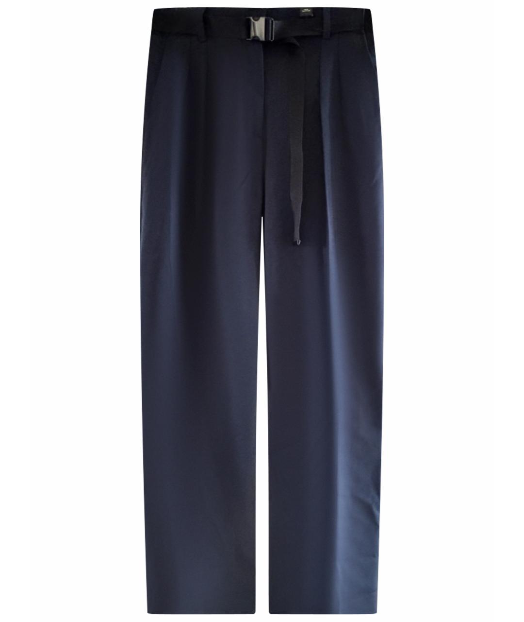 WEEKEND MAX MARA Темно-синие шерстяные прямые брюки, фото 1