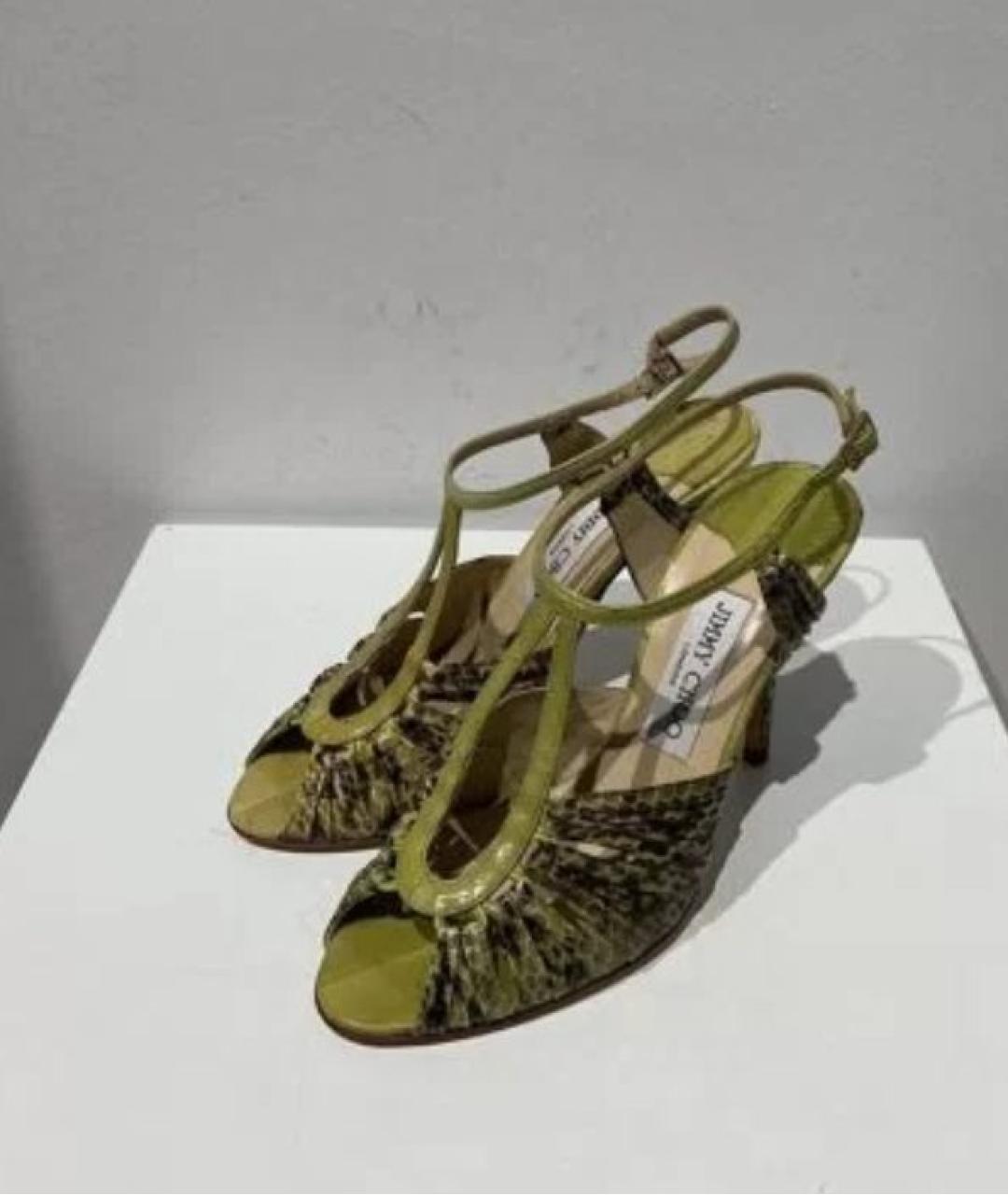 JIMMY CHOO Зеленые кожаные босоножки, фото 2