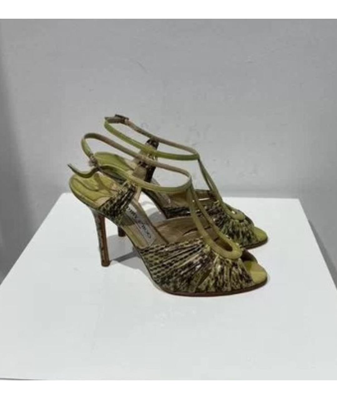 JIMMY CHOO Зеленые кожаные босоножки, фото 5
