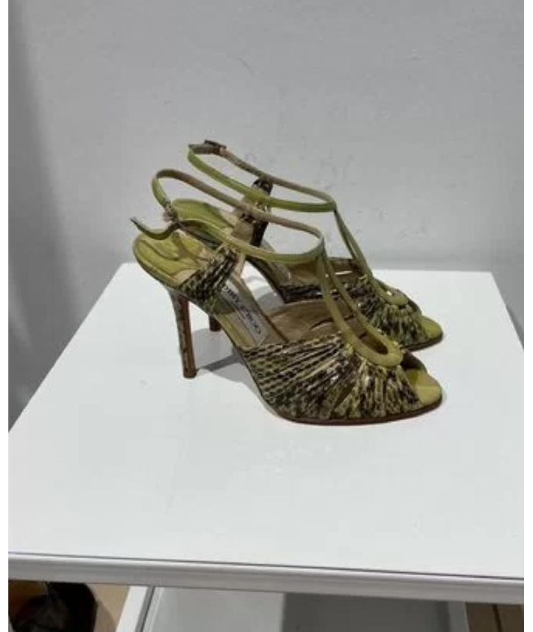 JIMMY CHOO Зеленые кожаные босоножки, фото 3