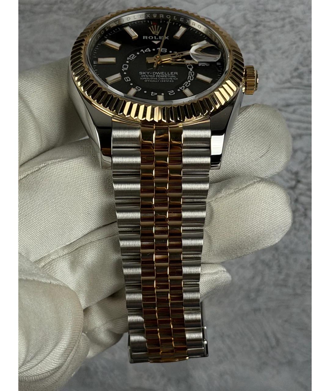 ROLEX Черные часы из желтого золота, фото 5