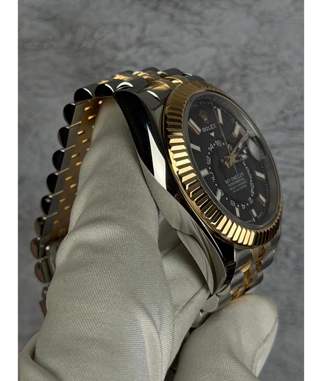 ROLEX Черные часы из желтого золота, фото 4