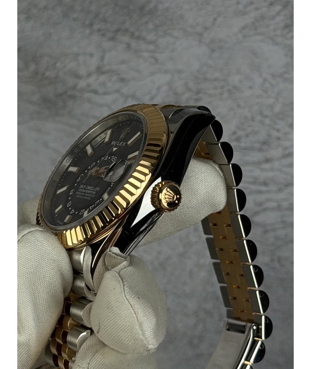ROLEX Черные часы из желтого золота, фото 3