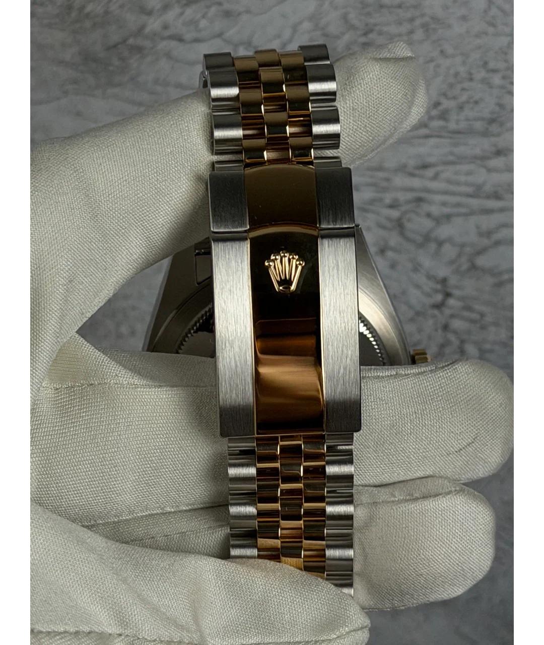 ROLEX Черные часы из желтого золота, фото 6