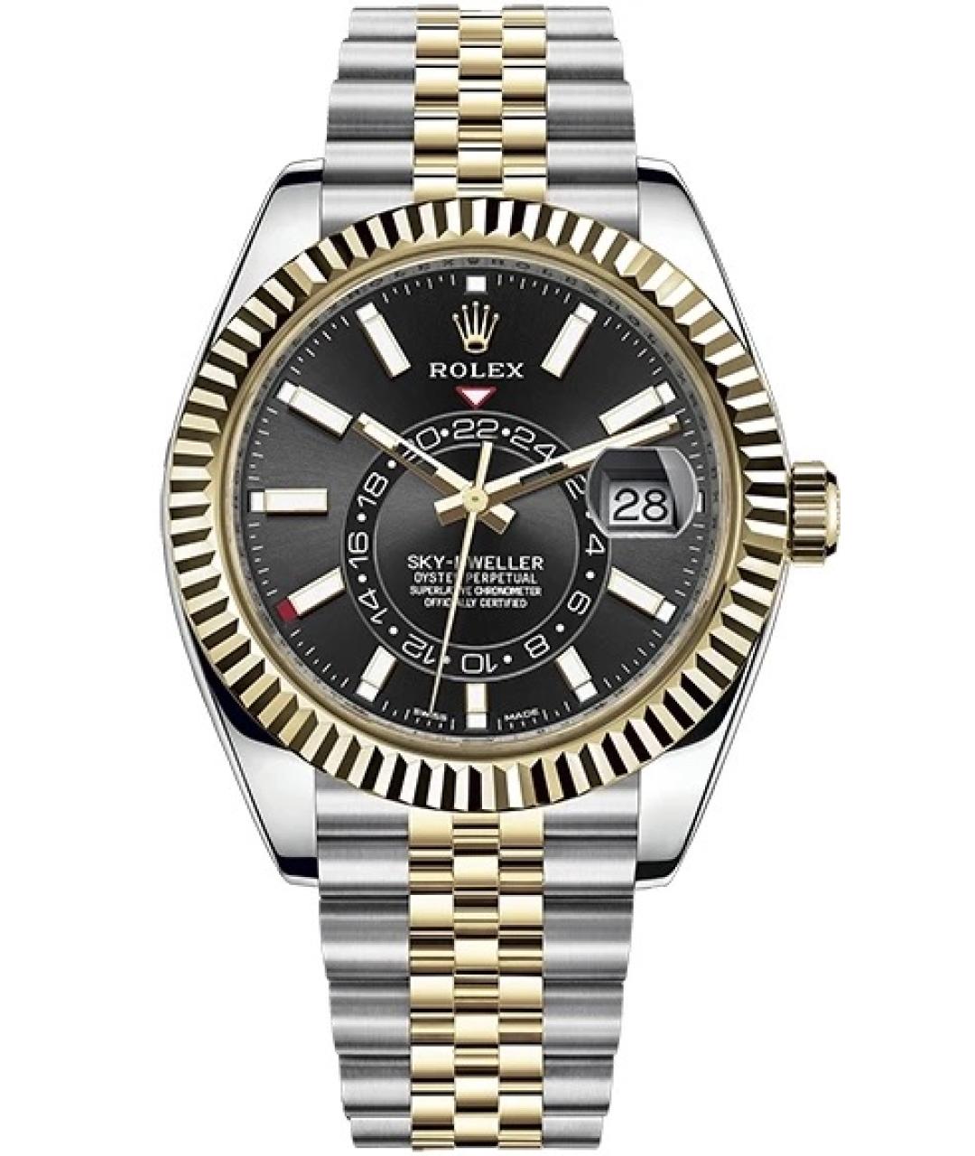 ROLEX Черные часы из желтого золота, фото 7