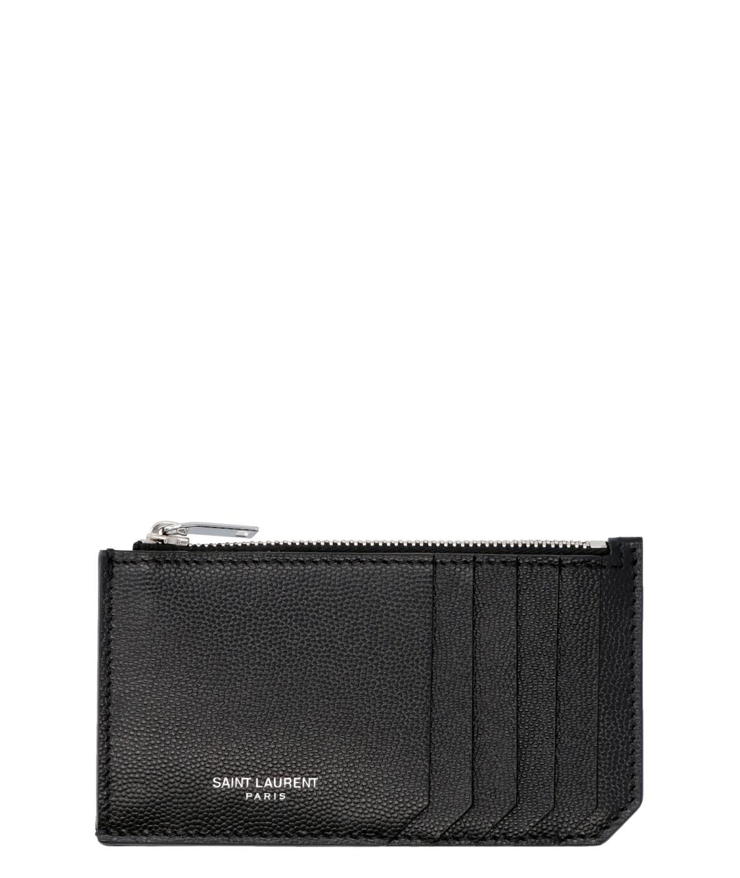 SAINT LAURENT Черный кожаный кардхолдер, фото 1