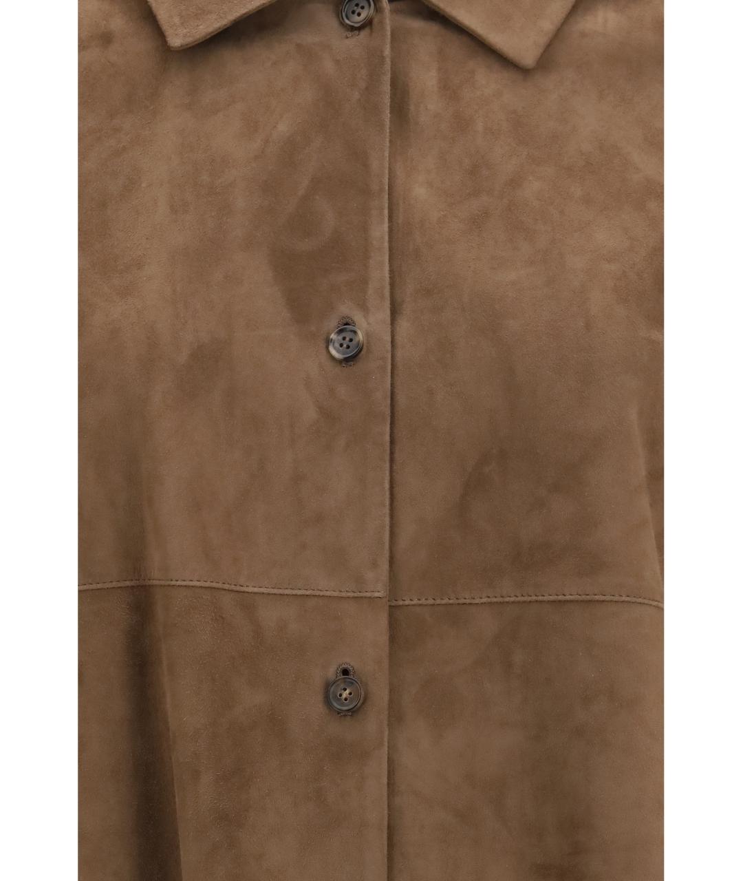 'S MAX MARA Коричневая кожаная куртка, фото 3