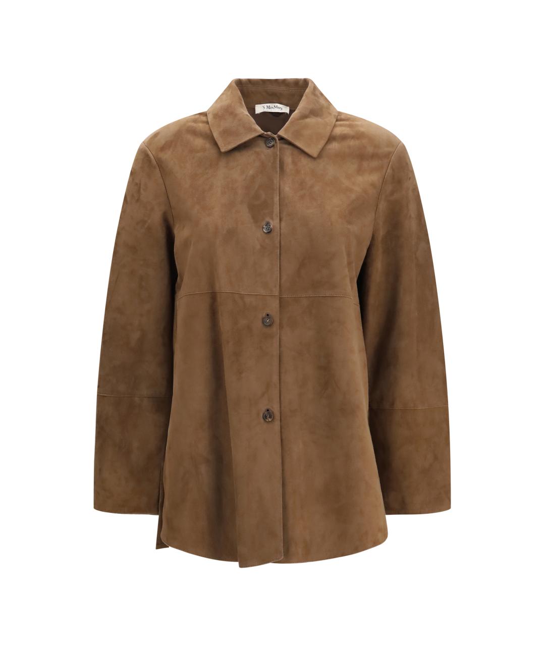 'S MAX MARA Коричневая кожаная куртка, фото 1