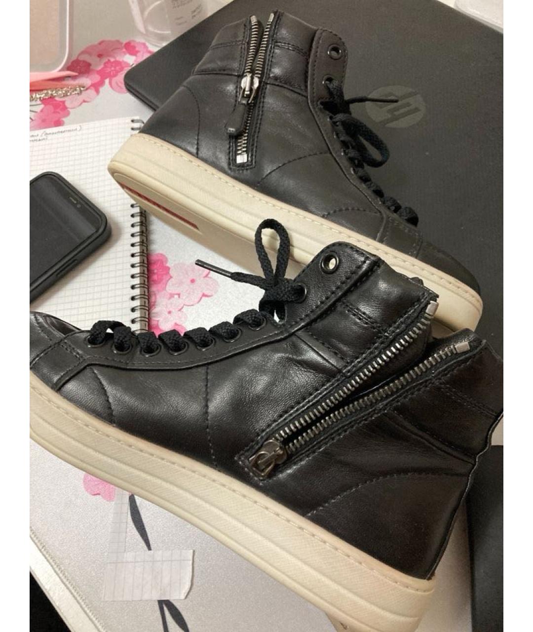 PRADA Черные кожаные кеды, фото 7