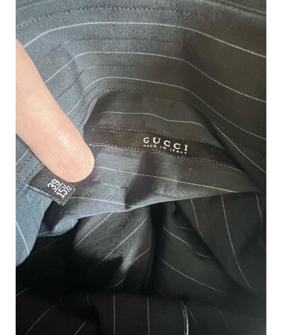 GUCCI Темно-синяя хлопковая кэжуал рубашка, фото 3