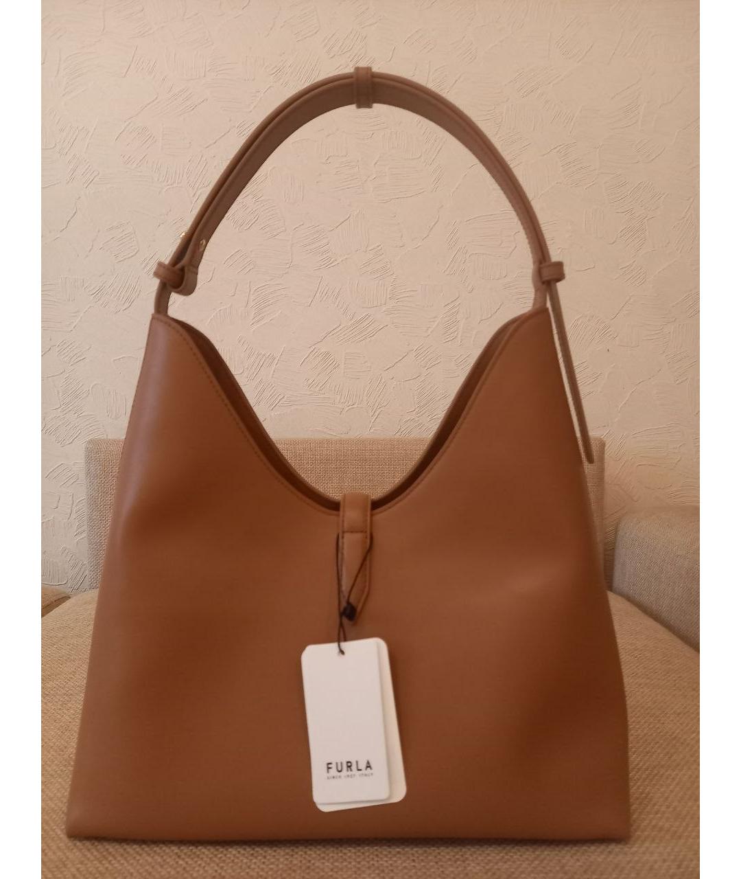 FURLA Коричневая кожаная сумка через плечо, фото 2