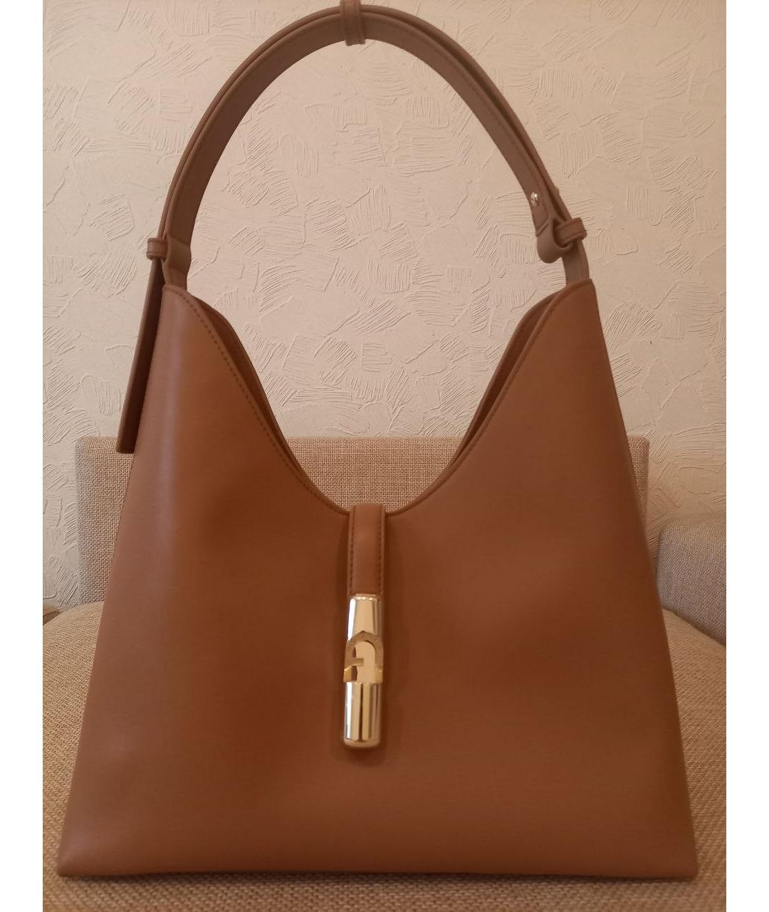 FURLA Коричневая кожаная сумка через плечо, фото 4
